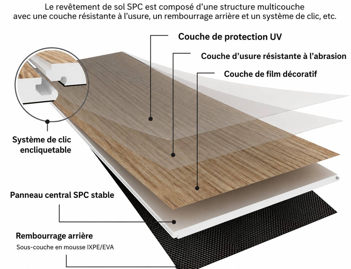 Constitution d'une lame de parquet PVC